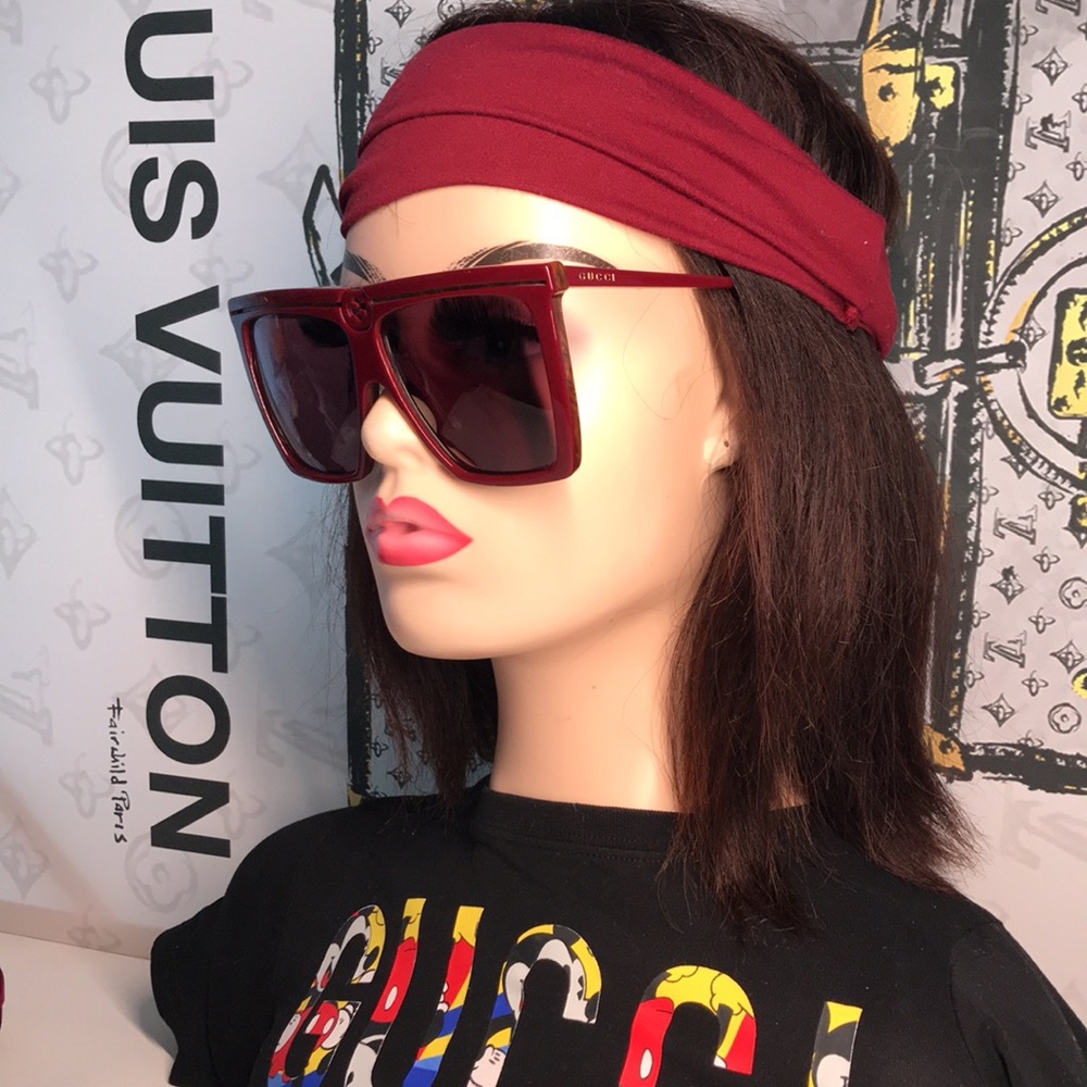 New Authentic Iconic Oversize Gucci Red Sunglasses GG0733s 003